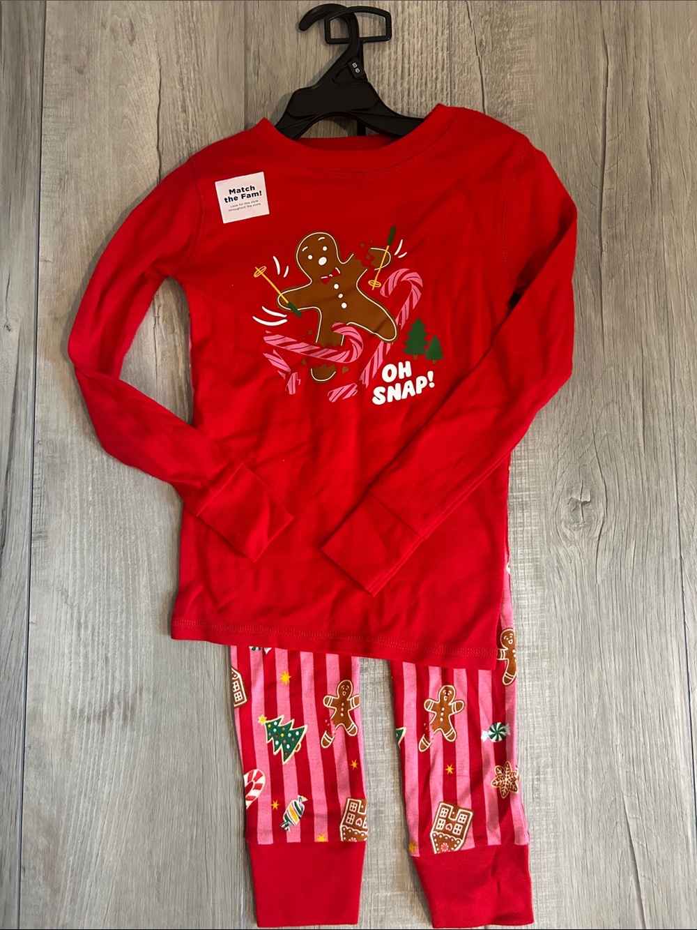 NWT Old Navy Gingerbread 'Oh Snap!' Holiday Pajama Set, Sz 6